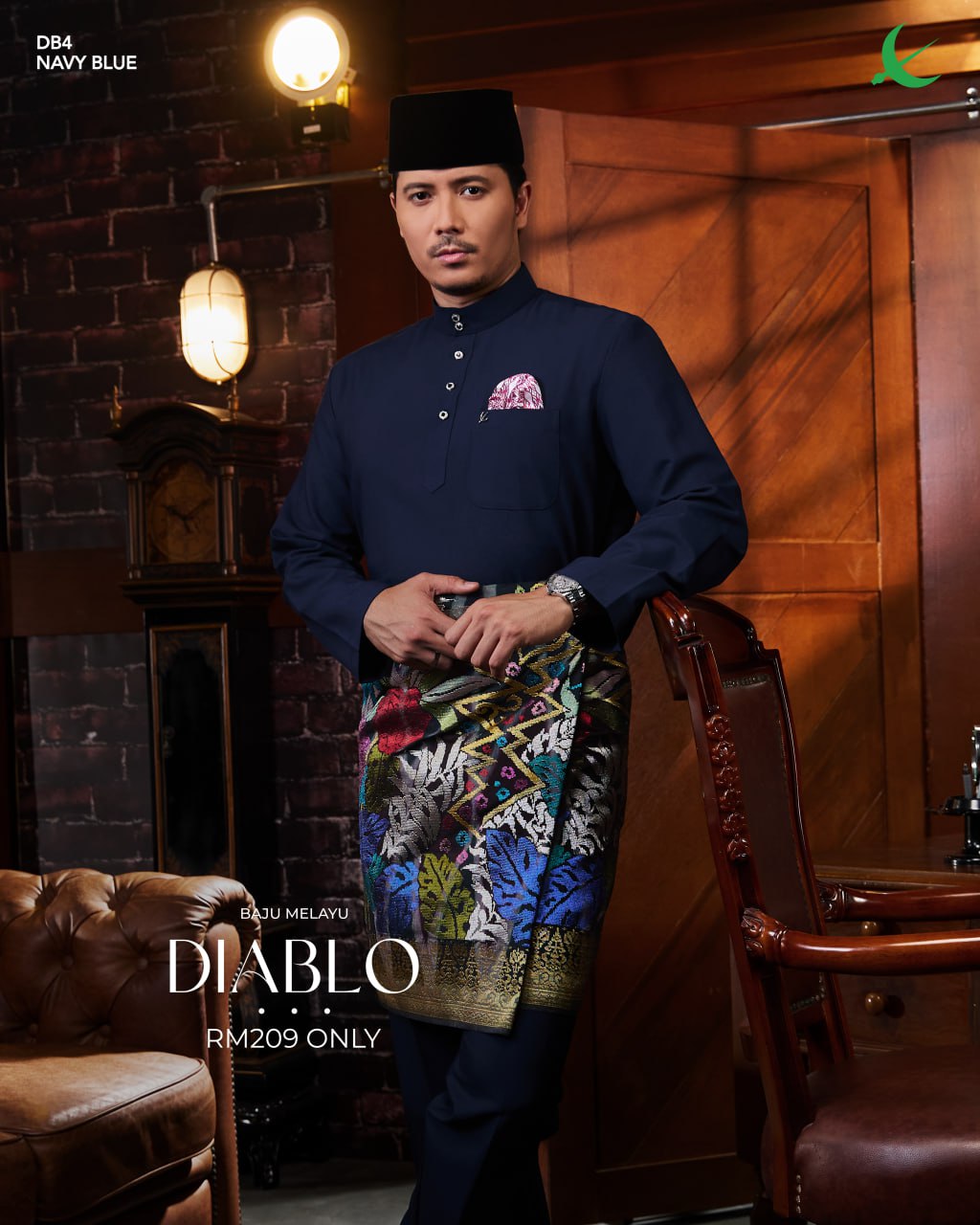 BAJU MELAYU DIABLO NAVY BLUE