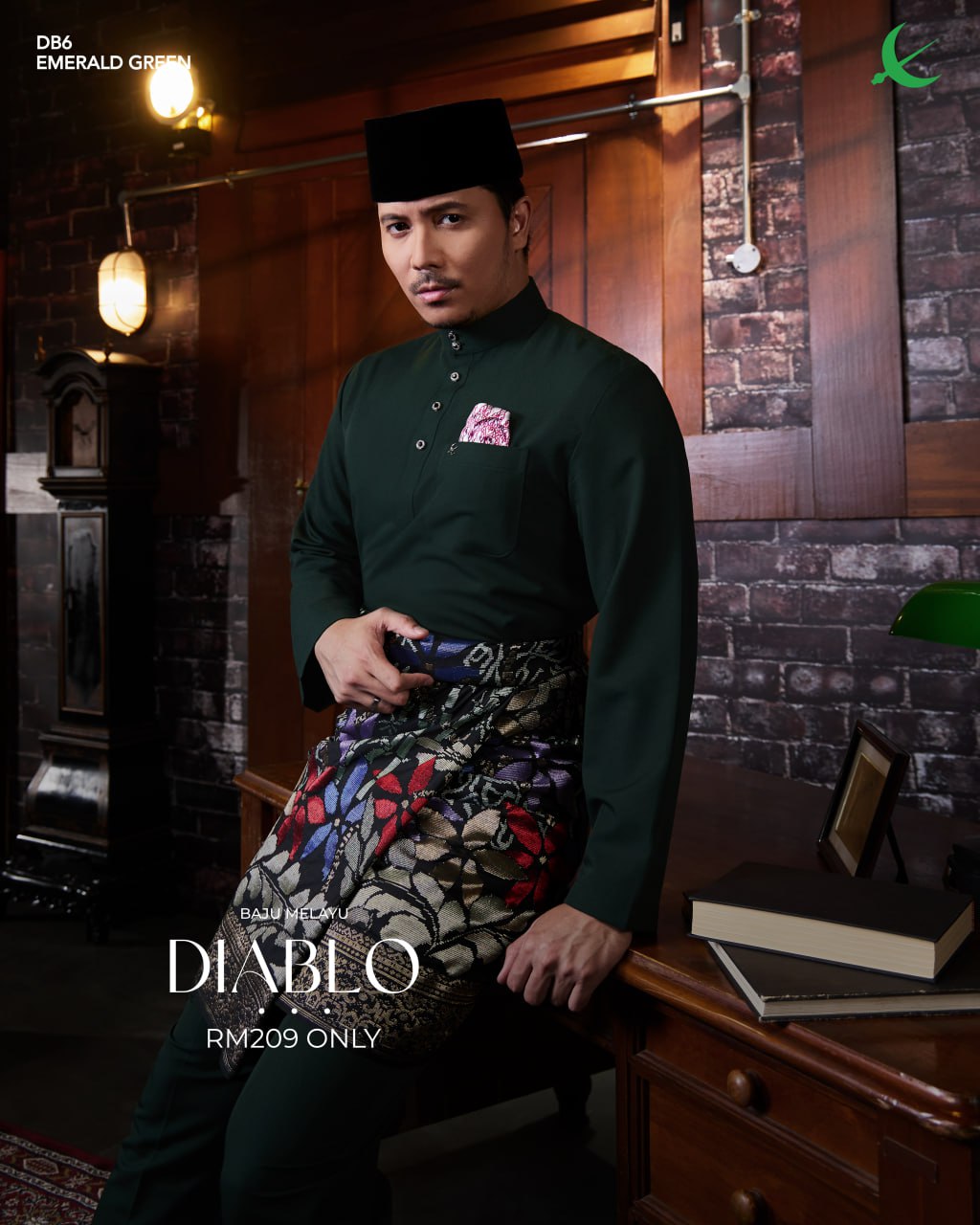 BAJU MELAYU DIABLO EMERALD GREEN