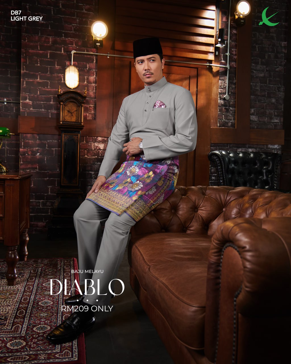 BAJU MELAYU DIABLO LIGHT GREY