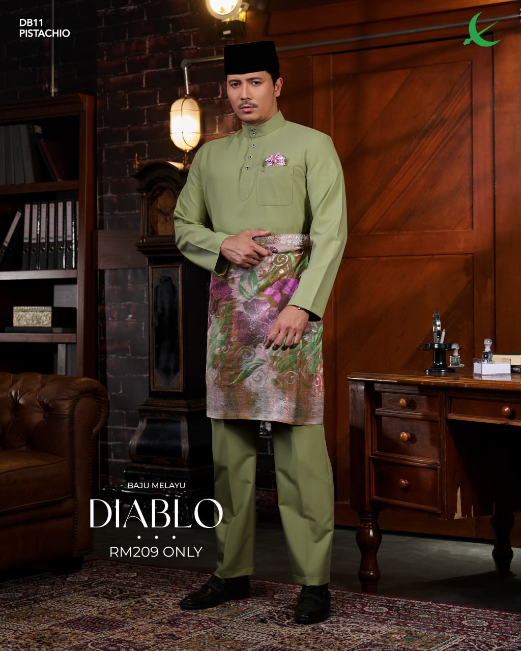 BAJU MELAYU DIABLO PISTACHIO