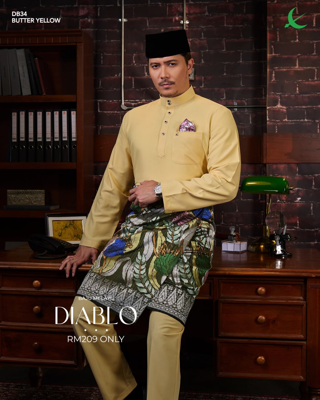 BAJU MELAYU DIABLO BUTTER YELLOW