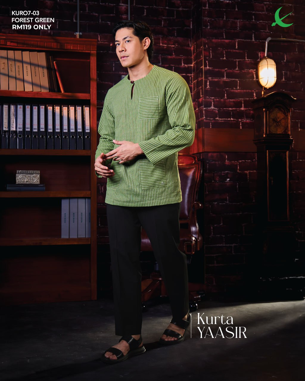 KURTA YAASIR FOREST GREEN